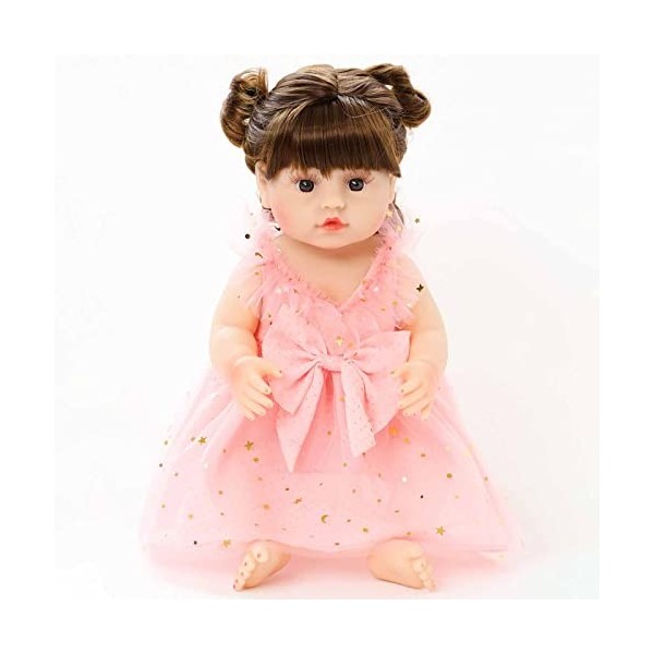HLILY Bebe Reborn, Poupée Réaliste De Bébé Nouveau-né Poupée De Simulation en Silicone Souple, pour Filles Garçons De 3 Ans E