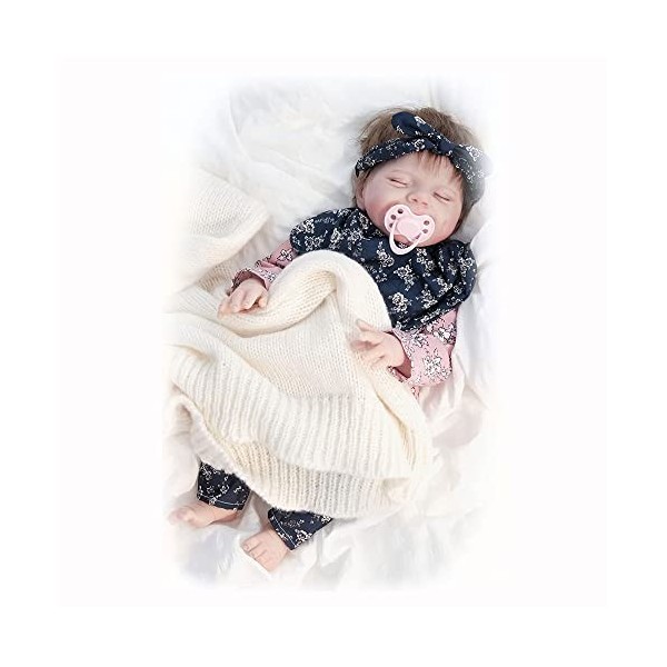 VVLXRIC Poupee en Silicone, 18 Pouces 46 Cm Mignon BéBé Reborn RéAliste Silicone, Convient Aux Enfants De Plus De 3 Ans,A