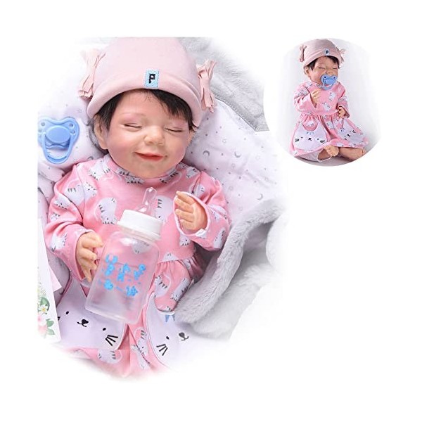 VVLXRIC Poupee en Silicone, 18 Pouces 46 Cm Mignon BéBé Reborn RéAliste Silicone, Convient Aux Enfants De Plus De 3 Ans,A