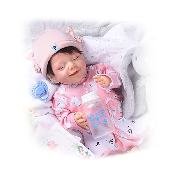 VVLXRIC Bebe Reborn Silicone Realiste, 18 Pouces Mignon Poupee Reborn Silicone Realiste, Meilleur Cadeau danniversaire pour 