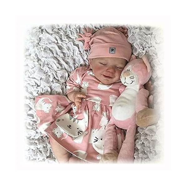 VVLXRIC PoupéE Reborn Silicone Fille, 18 Pouces Mignon BéBé Reborn en Silicone RéAliste, Cadeaux pour FêTer NoëL,B