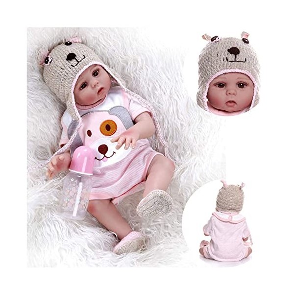 VVLXRIC PoupéE Reborn Silicone Fille, 18 Pouces Mignon BéBé Reborn en Silicone RéAliste, Cadeaux pour FêTer NoëL,B