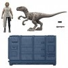 Jurassic World Coffret Cage et Dinosaure en Furie 9,5 cm avec 1 figurine exclusive Soyona, 1 figurine Atrociraptor et unité