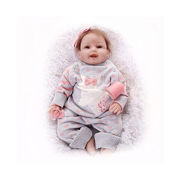 NURII Poupées Reborn Baby - 22Pouces 55Cm Peau Veloutée Réaliste-Poupées Bébé Nouveau-Né Yeux Bleus Fille Poupées Bébé Réel, 