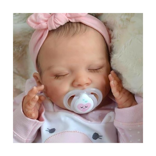 JIZHI Poupées Reborn - Poupées souriantes réalistes de bébé Reborn de 20 Pouces avec Les Yeux fermés, Cadeaux de Jouet de pou