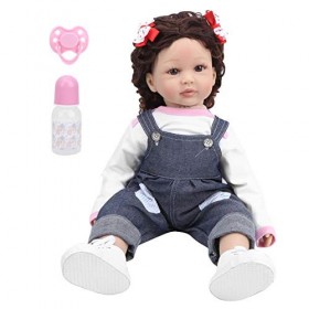 Poupée Bébé en Vinyle De 60 Cm, Poupée Bébé Fille Réaliste Et Mignonne, Poupées Bébé Reborn, Bébé Au Corps Doux avec Jouet Au