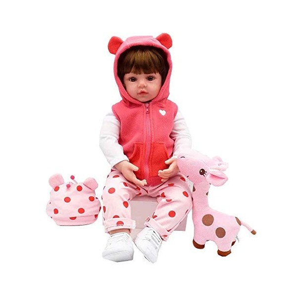 ERYUE Poupée de Simulation, 480mm bébé poupée avec giren Peluche Doux Silicone Vinyle réaliste Reborn poupée bébé Enfants Jou