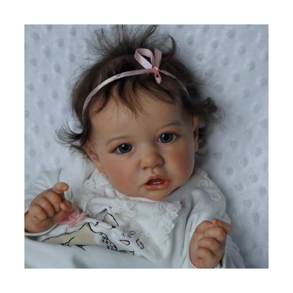 Bebe Reborn Fille Garcon Silicone, 22 Pouces 55cm Réaliste Bébé Nouveau-Né Poupée avec Corps Souple Poupées de Renaissance Po