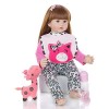 24 Pouces 60 Cm Yeux Bruns Et Cheveux Longs Poupée Reborn Princesse Fille Poupée, Corps en Coton De Silicone De Vinyle Souple