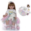 24 Pouces 60 Cm Yeux Bruns Et Cheveux Longs Poupée Reborn Princesse Fille Poupée, Corps en Coton De Silicone De Vinyle Souple