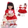 24 Pouces 60 Cm Yeux Bruns Et Cheveux Longs Poupée Reborn Princesse Fille Poupée, Corps en Coton De Silicone De Vinyle Souple