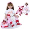 24 Pouces 60 Cm Yeux Bruns Et Cheveux Longs Poupée Reborn Princesse Fille Poupée, Corps en Coton De Silicone De Vinyle Souple