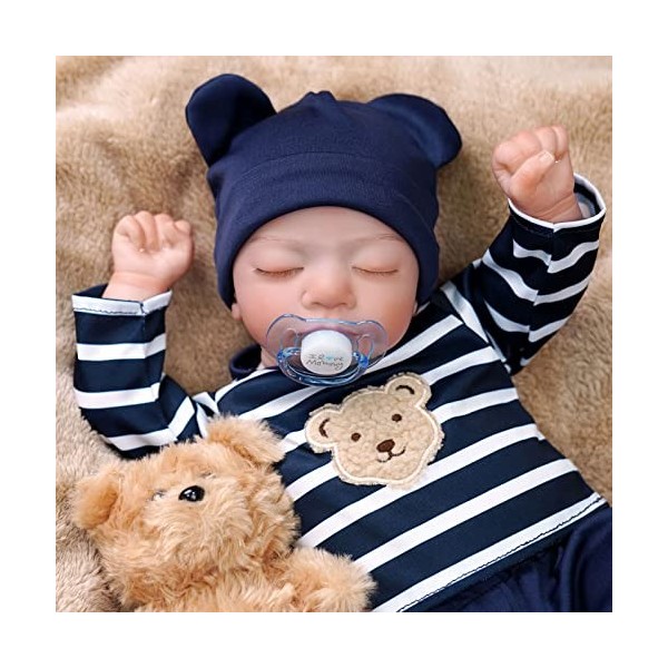 JIZHI Reborn Babies – Poupée réaliste faite à la main en tissu doux avec kit dalimentation, comme un vrai bébé garçon rebor