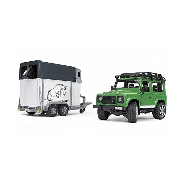 Bruder Landrover Defender Met Paardentrailer En Paard