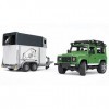 Bruder Landrover Defender Met Paardentrailer En Paard