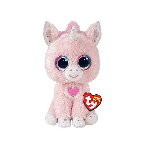 Ty - Beanie Boos - Peluche Snookie la Licorne 6 cm, Rose et Blanc, TY36384