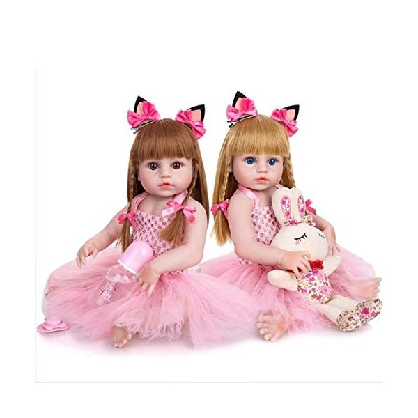 19" Reborn Dolls Princesse Bébé Fille Poupée Réaliste Fait Main Poupée avec Cheveux Longs et Robe de Princesse Reborn Toddler