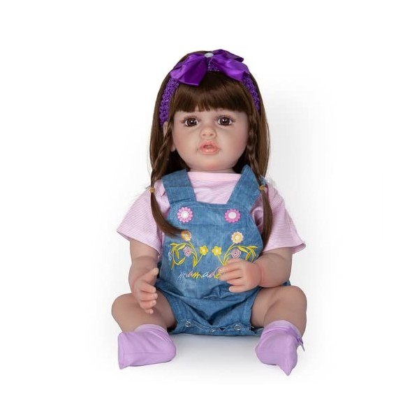 Poupée Bébé Reborn Entièrement en Silicone Imperméable, 55 Cm, pour Filles Yeux Bleus Yeux Bleus 