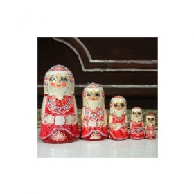 BPILOT Poupées Russes Poupées gigognes Russes en Bois 5 pièces Ensemble Strass Matryoshka poupées Enfants éducatifs Anniversa
