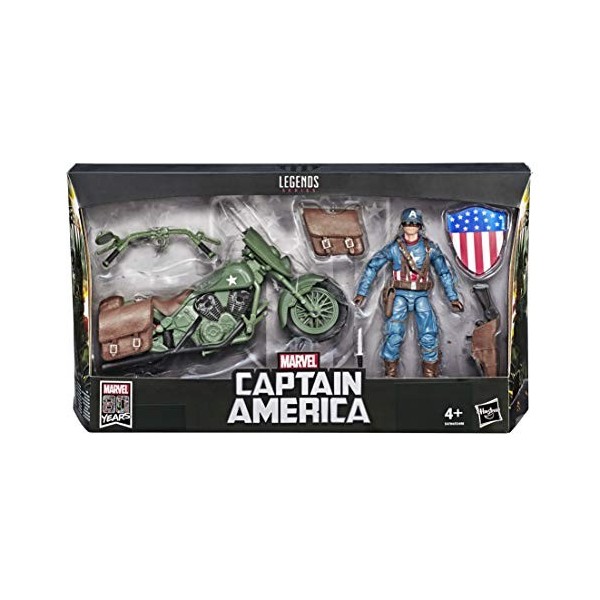 Marvel 80e anniversaire Legends Series - Edition Collector - Figurine 15 cm et moto Captain America