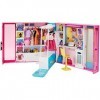 Barbie Fashionistas Le Dressing Deluxe pour poupée, transportable, avec 4 tenues et plus de 25 accessoires, emballage fermé, 