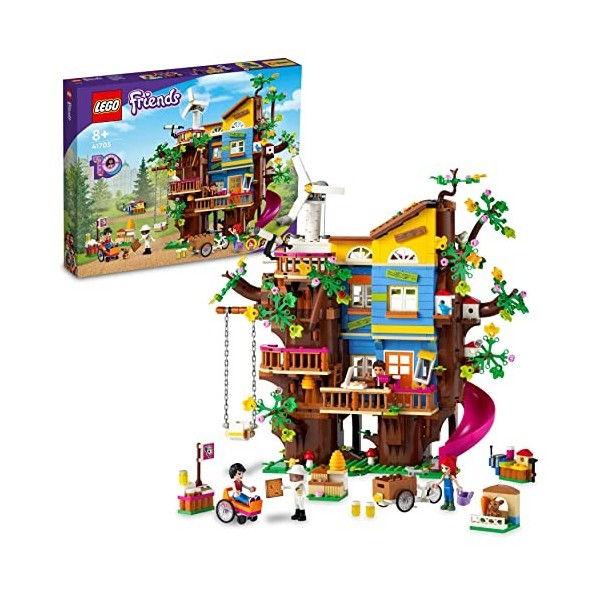 LEGO 41703 Friends La Cabane de l’Amitié dans l’Arbre, Jouet Maison, Set avec Mini-Poupées Mia, avec Toboggan et Balançoire, 
