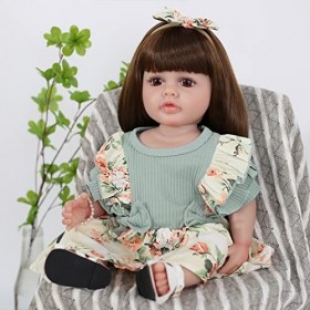 PLIENG Réaliste Reborn Bébé Poupées - 22 Pouces Vinyle Entièrement en Silicone Corps Vrai Vie Bébé Poupées Fille Corps Doux R