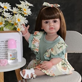 PLIENG Réaliste Reborn Bébé Poupées - 22 Pouces Vinyle Entièrement en Silicone Corps Vrai Vie Bébé Poupées Fille Corps Doux R