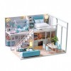 Luqifei Dollhouse Kit Loft Main Simple Appartement Maison de poupée avec Dust Cover Motor Music DIY Cottage Poetic Vie Cadeau