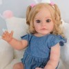 YIHANGG 55CM Entièrement en Silicone Poupée Reborn Fille 22 Pouces Réaliste Bébé Reborn Nouveau Née Cheveux Blonds Yeux Bleus