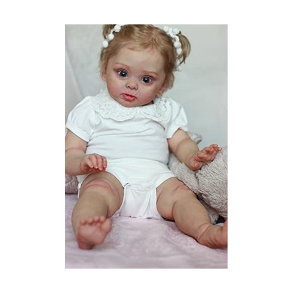 Pinky Reborn Poupée Reborn de 60 cm en tissu doux au toucher réaliste pour bébé