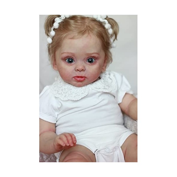 Pinky Reborn Poupée Reborn de 60 cm en tissu doux au toucher réaliste pour bébé