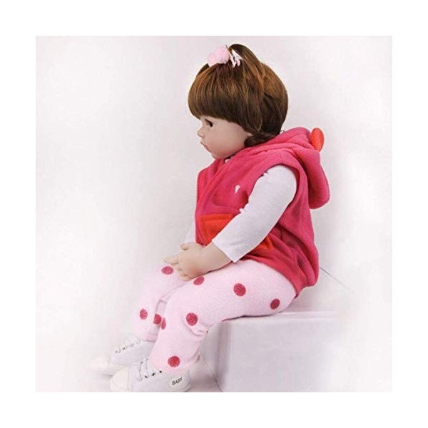 60 Cm 24 Pouces Reborn Bébé Poupée Fille À La Main en Silicone Souple Vinyle Vraie Bébé Poupée avec des Vêtements Réalistes B