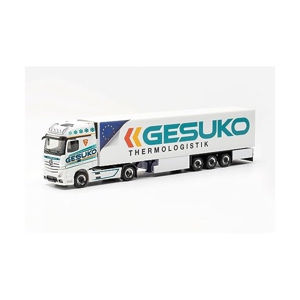 Herpa Maquette Camion Mercedes-Benz Actros Gigaspace 18 Semi-remorque frigorifique GESUKO, échelle 1/87, Model Allemand, piè