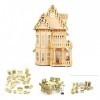 NWFashion Maison de poupée en bois de 43,2 cm à 2 étages avec meubles, kits de bricolage pour fête de Noël ensemble de meubl