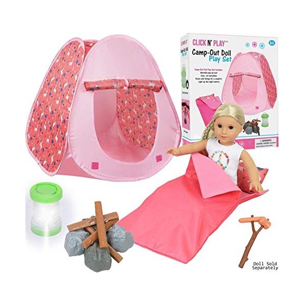 Click N Play Ensemble de camping et accessoires parfaits pour les poupées de 45,7 cm