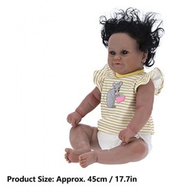 BALRAJ 45 Cm Reborn Poupées Fille Reborn Bébé Poupées Réaliste Peau Noire Africaine Bébé Fille Poupée Infantile Poupée Jouet 