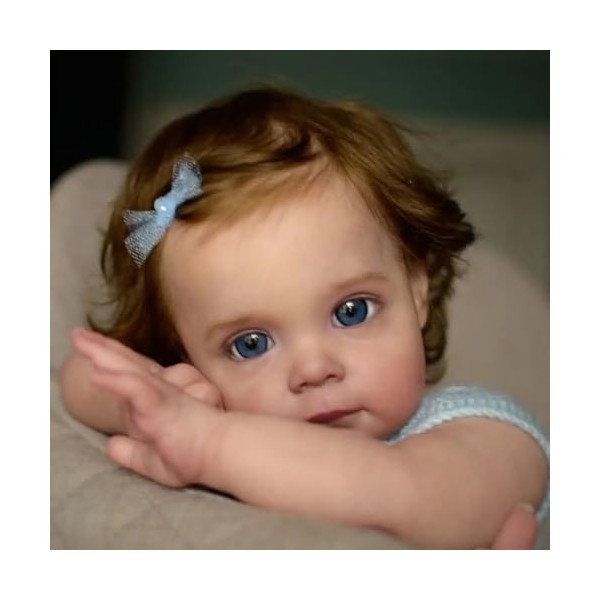 HGMY HPP Poupées réalistes en Silicone pour bébé Fille Peau veloutée et Lisse Cheveux blonds Princesse poupées posables pour 