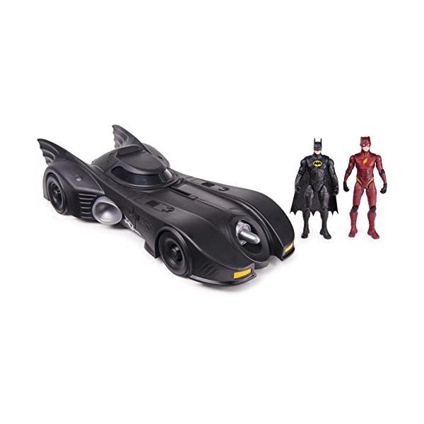 Vehiculo Batmobile + figuras Flash y Batman DC Comics 10cm