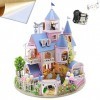 Maison de poupée miniature en bois à monter soi-même, château romantique européen 3D assemblé, scène miniature maison de poup