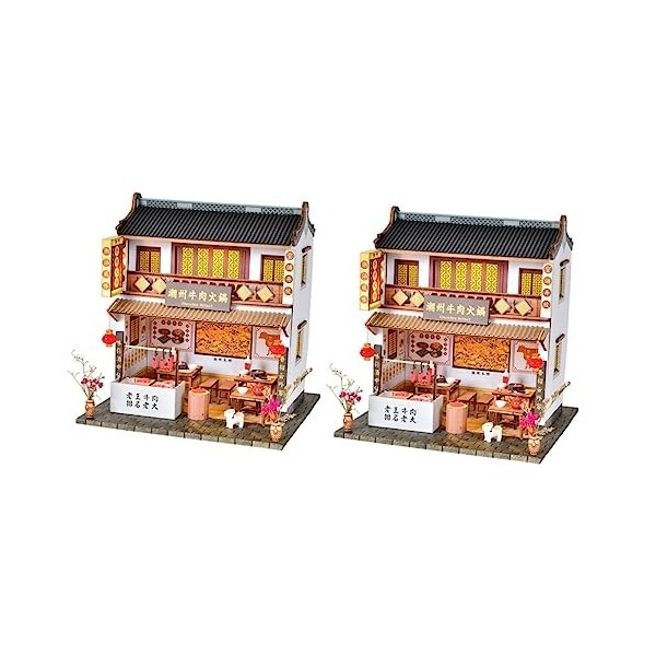 ibasenice 2 Pcs DIY Cottage Modèle Trains Rôle Semblant Playset Jouets Terrarium Décoration Chinoiserie Décor Mini Ornement T