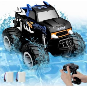 RC Imperméable Monster Truck Garçon 5 6 7 8 Hors Route Toy Car Camion Radiocommandé avec 2 Batteries 1/16 4WD 2,4 GHz RC Voit