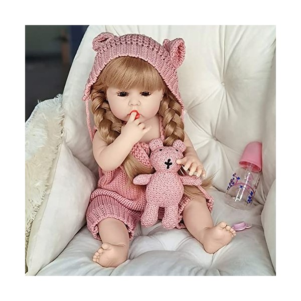 55cm 22 Pouces Bebe Reborn Fille Garcon Silicone, Reborn Baby Doll Reborn Baby Full Silicone Réaliste Reborn Baby Jouet Réali