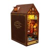 Book Nook Kit, 3D Bookshelf Insert, Serre-Livres Puzzle en Bois 3D, DIY Mini Maison de Poupée avec Meubles en Bois Et Lumière