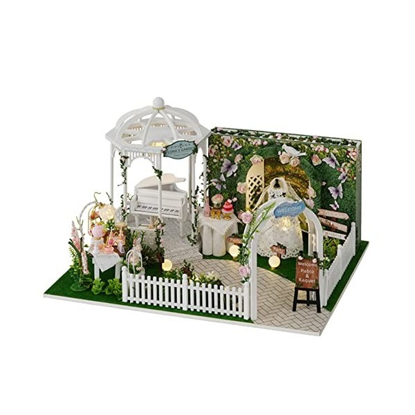 erhumama Maison de poupée miniature 1:24 avec housse anti-poussière et mouvement musical, pour maison de poupée, meubles, acc
