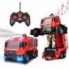 Camion de pompiers,Voiture robot transformable,Jouet de sauvetage télécommandé pour enfants de 4 à 12 ans,Jouet camion de pom