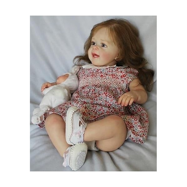 Pinky Reborn Poupée en silicone pour bébé fille de 61 cm - Poupée réaliste pour nouveau-né à partir de 3 ans