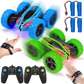 FunsLane Lot de 2 voitures télécommandées pour enfants - Rotation à 360° - Détection de geste - Véhicules tout-terrain - 2,4 