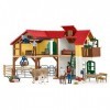 Schleich 42407 La Ferme avec étable et Animaux, dès 3 Ans, Farm World - Coffret, 49 x 14 x 34,5 cm