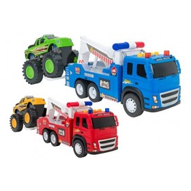 WToy Globo Jouets – Camion Soccours de Route à Friction avec pneus en Caoutchouc et Bras articulé, reproduit Les lumières et